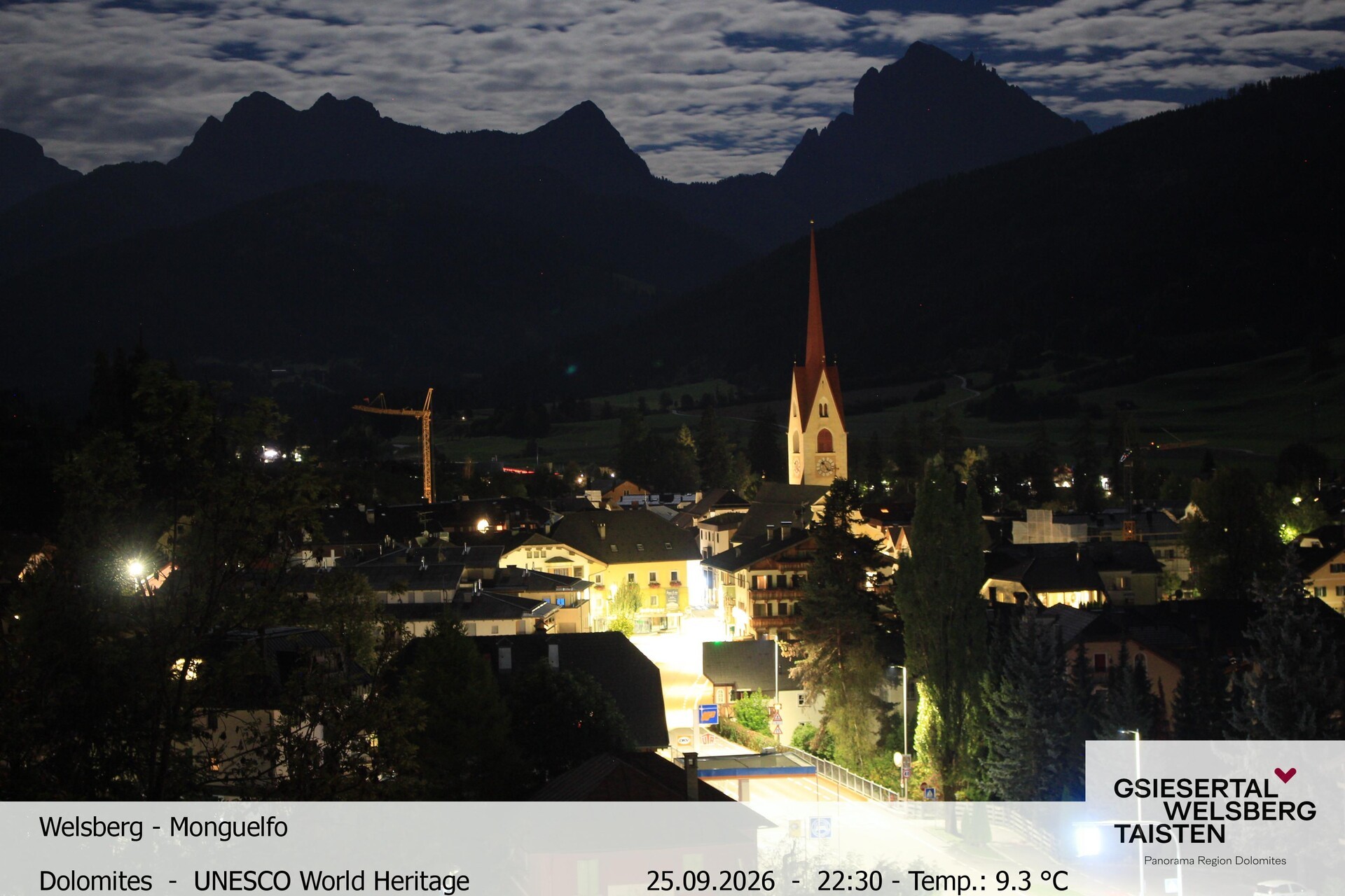 Archived image Webcam View towards Welsberg (Gsieser Valley, South Tyrol)