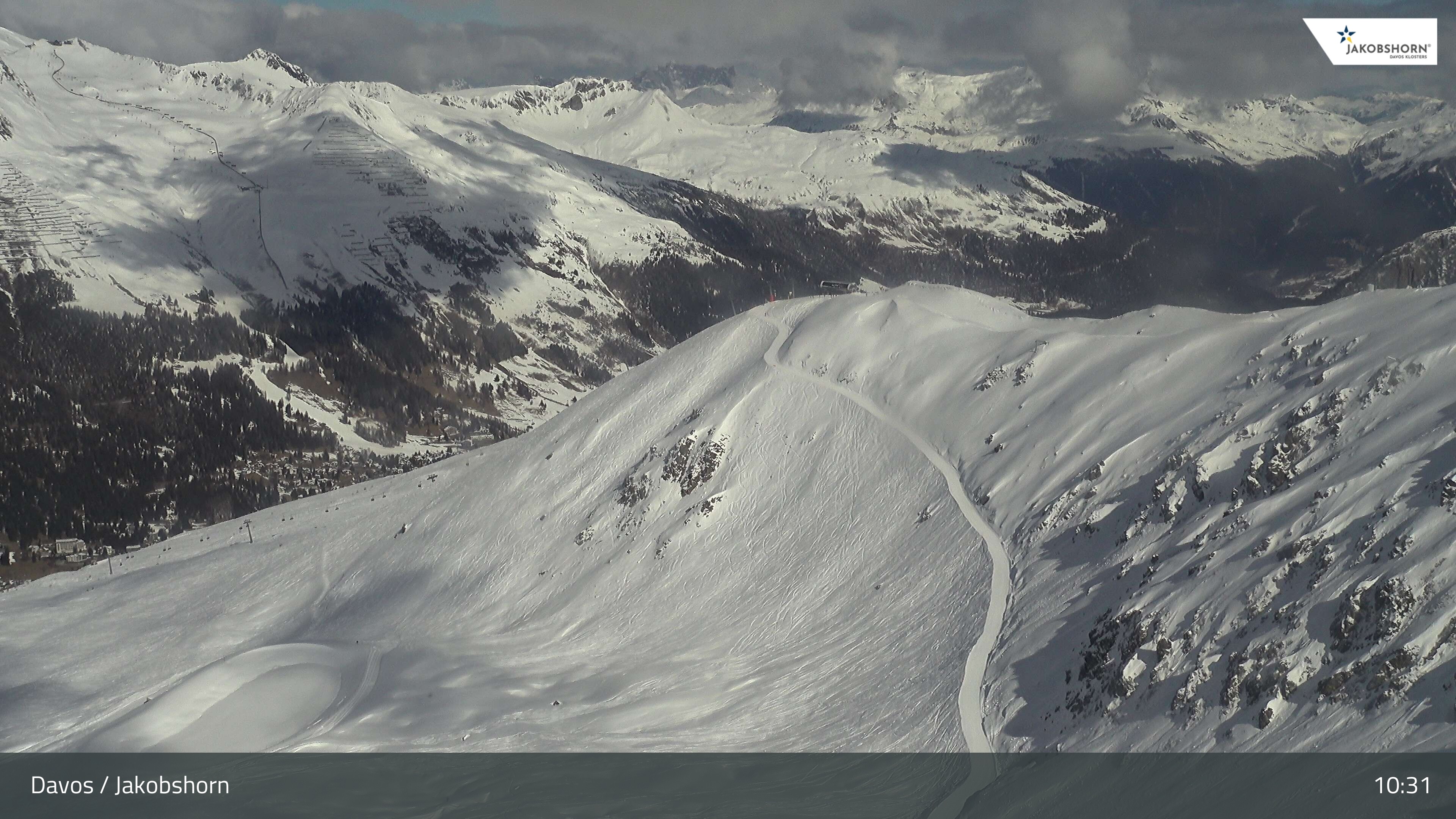 Archiv Foto Webcam Jakobshorn - Blick Richtung Brämabüel