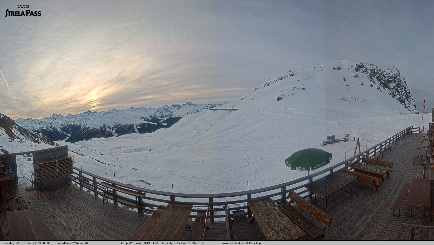 Archiv Foto Webcam Restaurant Strela Pass Schatzalp