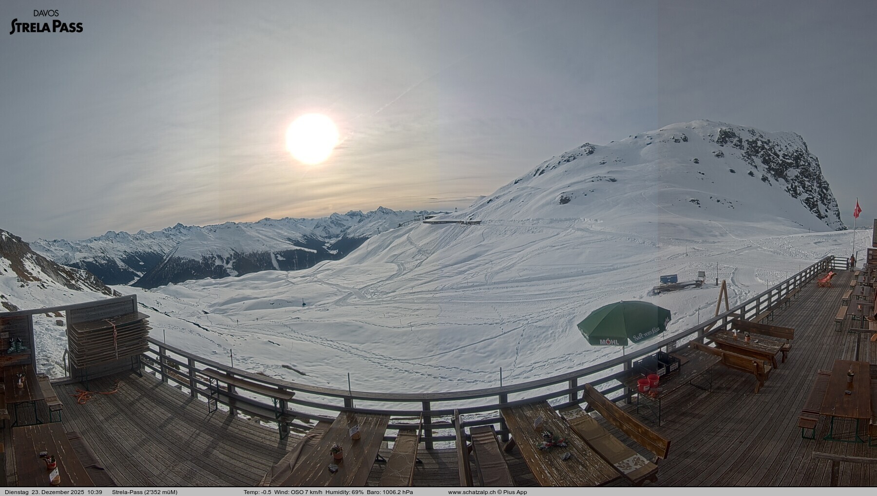 Archiv Foto Webcam Restaurant Strela Pass Schatzalp