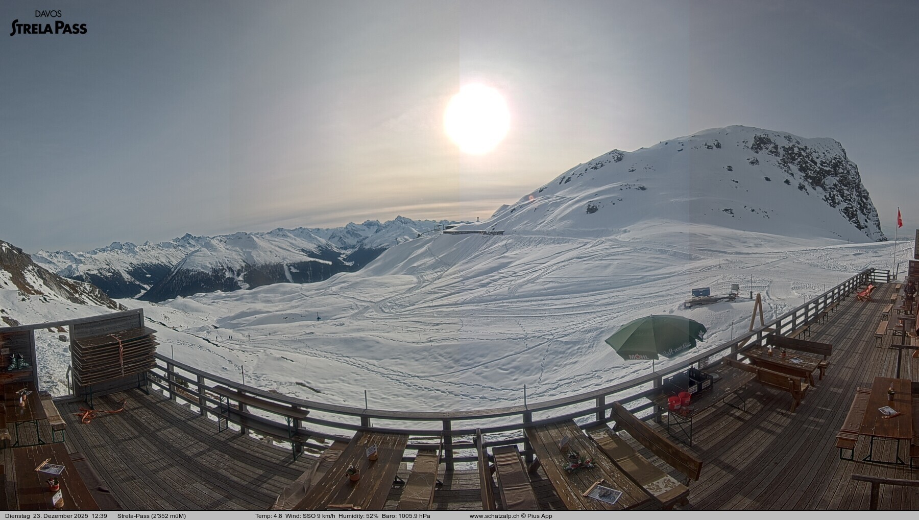 Archiv Foto Webcam Restaurant Strela Pass Schatzalp