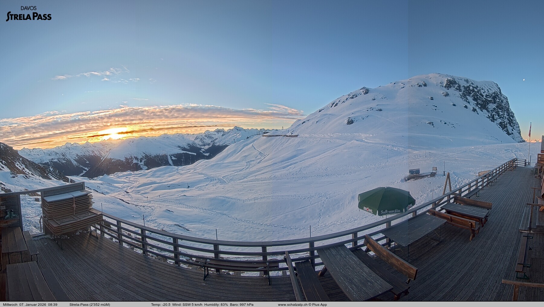 Archiv Foto Webcam Restaurant Strela Pass Schatzalp