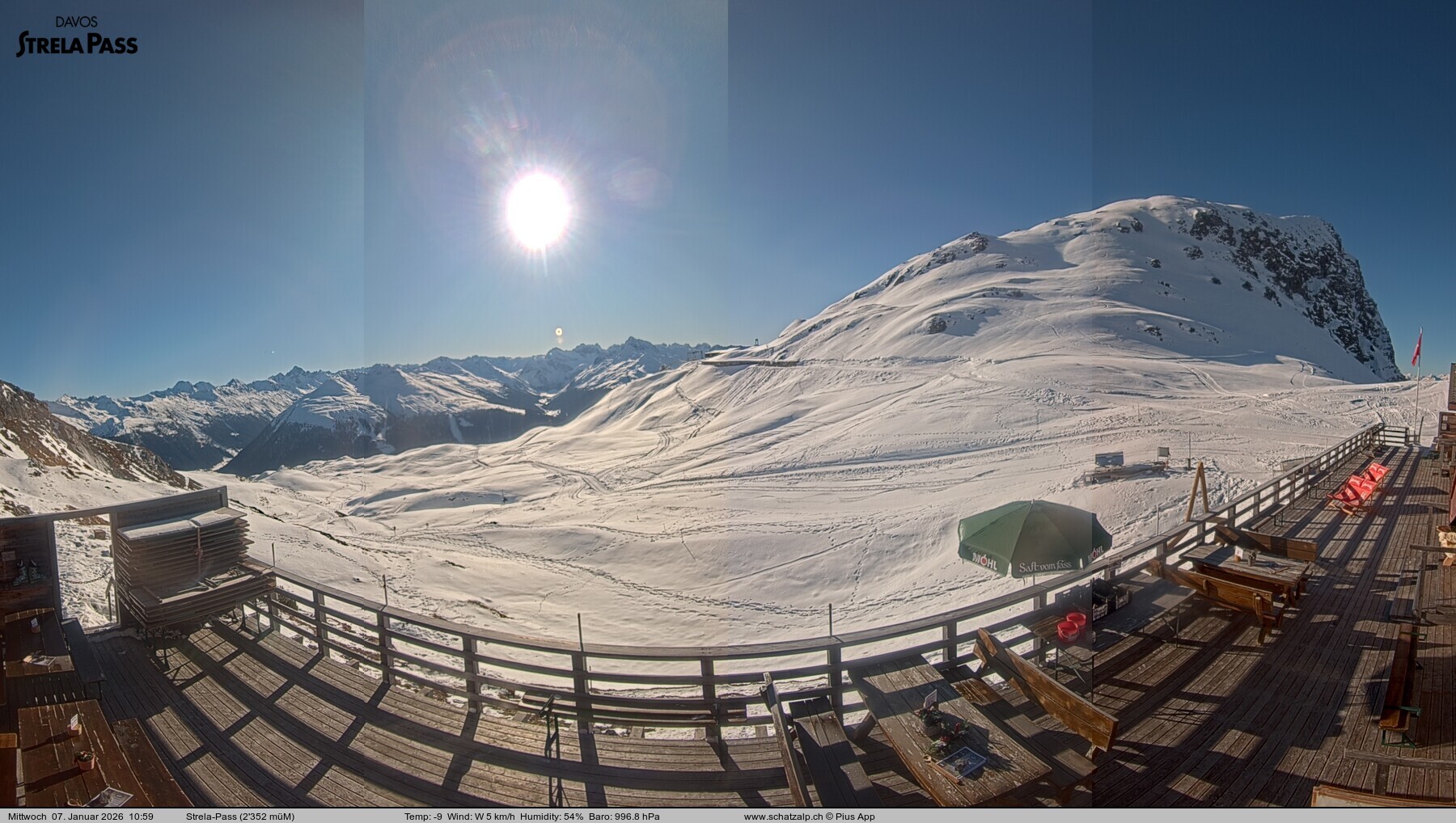 Archiv Foto Webcam Restaurant Strela Pass Schatzalp