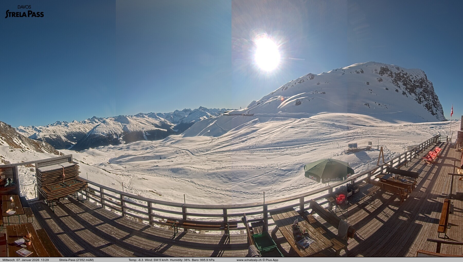 Archiv Foto Webcam Restaurant Strela Pass Schatzalp