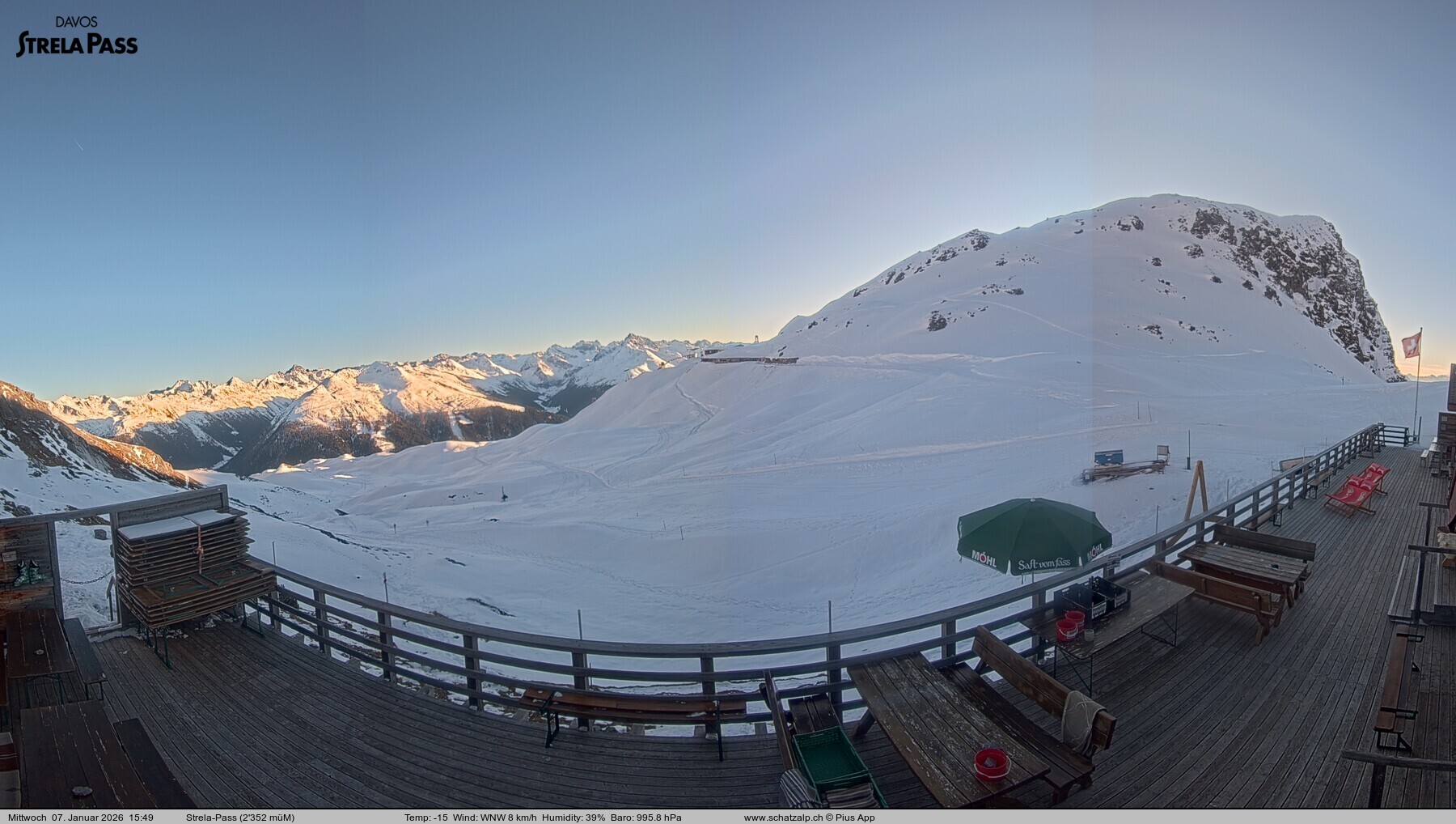 Archiv Foto Webcam Restaurant Strela Pass Schatzalp