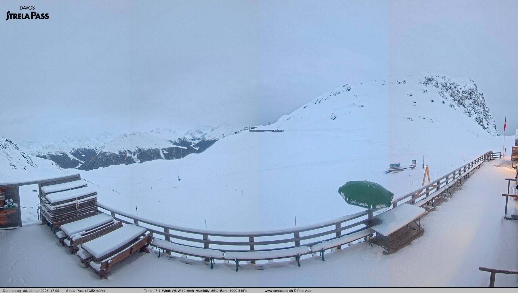 Archiv Foto Webcam Restaurant Strela Pass Schatzalp