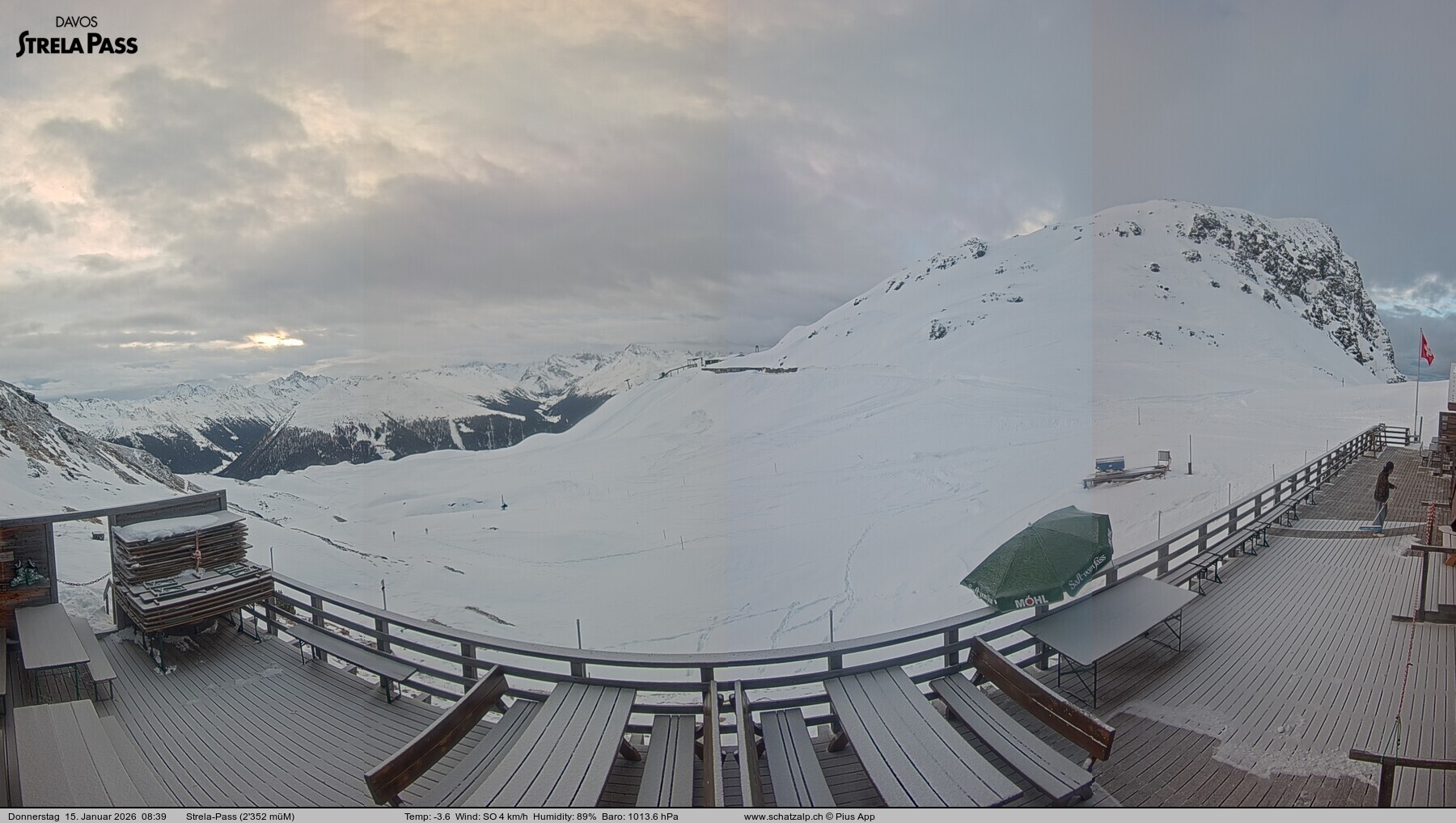 Archiv Foto Webcam Restaurant Strela Pass Schatzalp