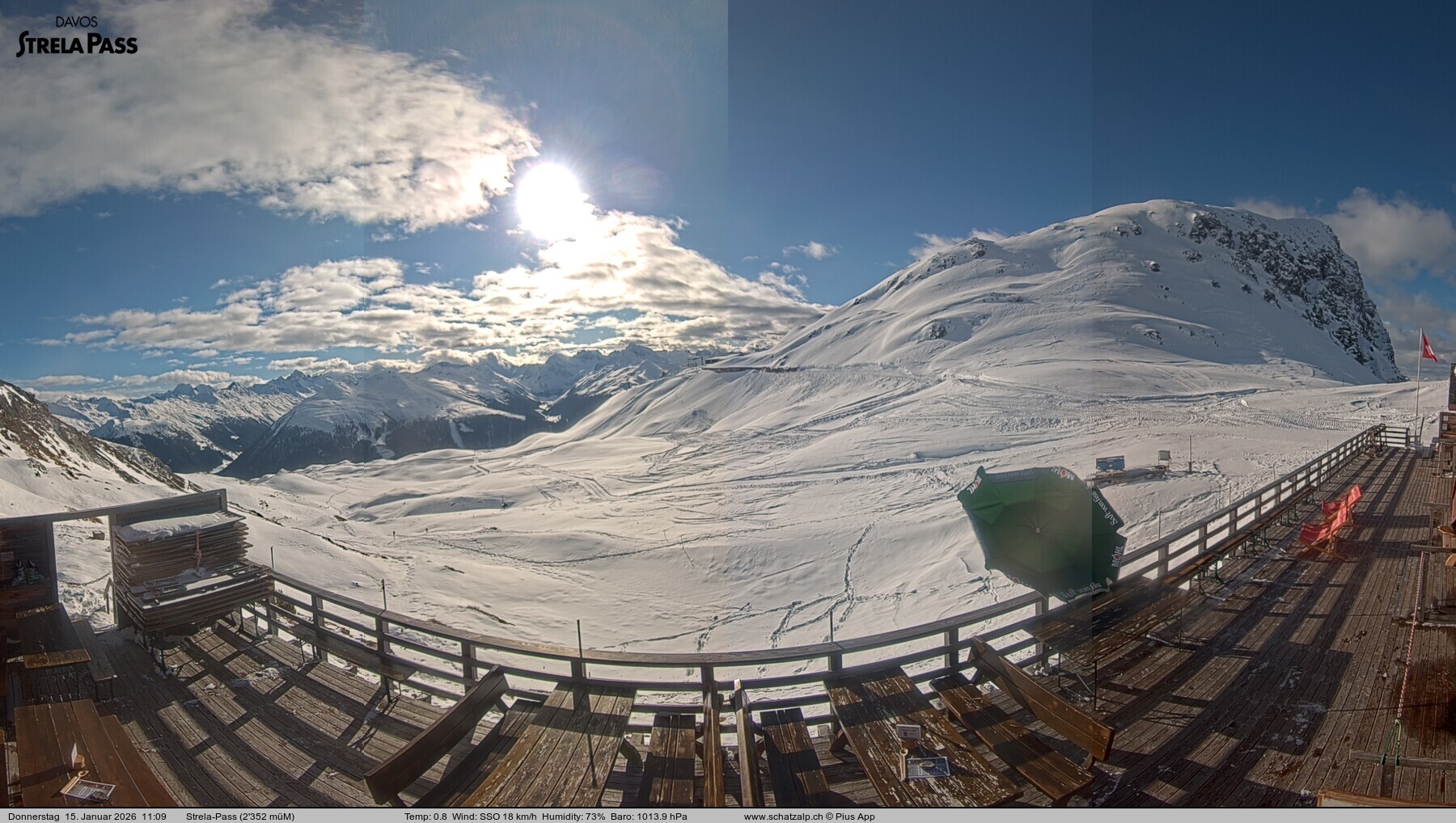 Archiv Foto Webcam Restaurant Strela Pass Schatzalp