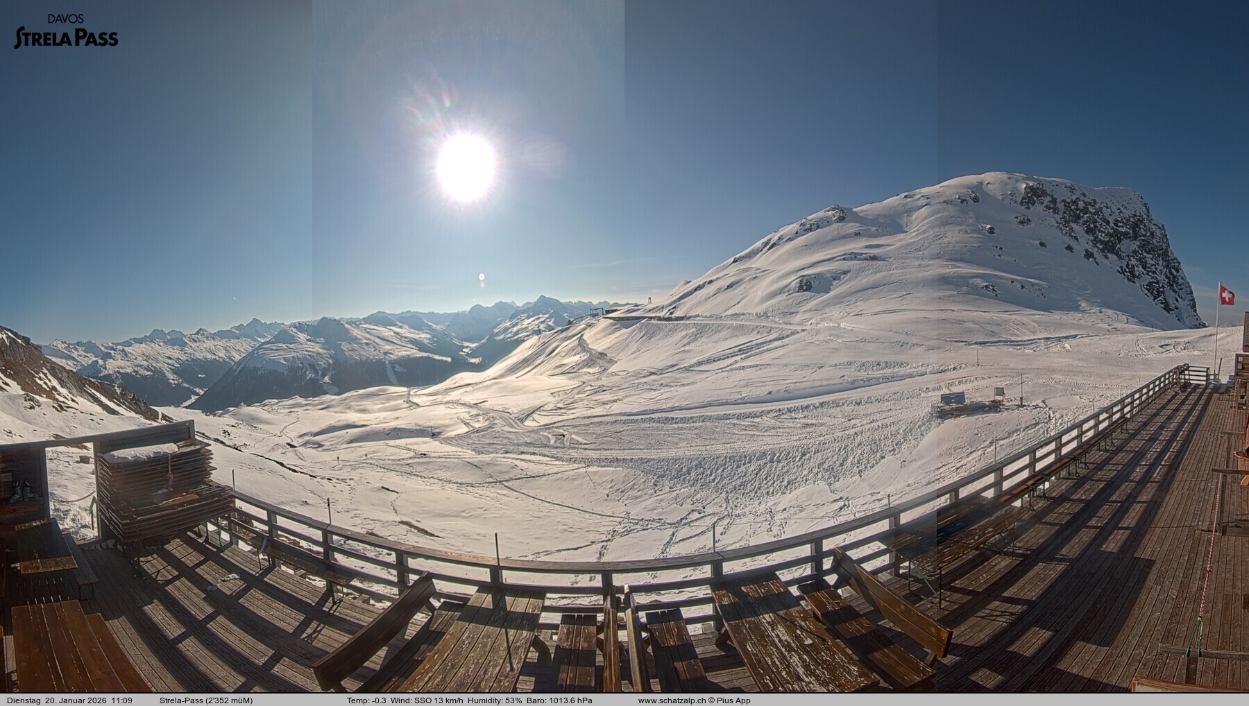 Archiv Foto Webcam Restaurant Strela Pass Schatzalp