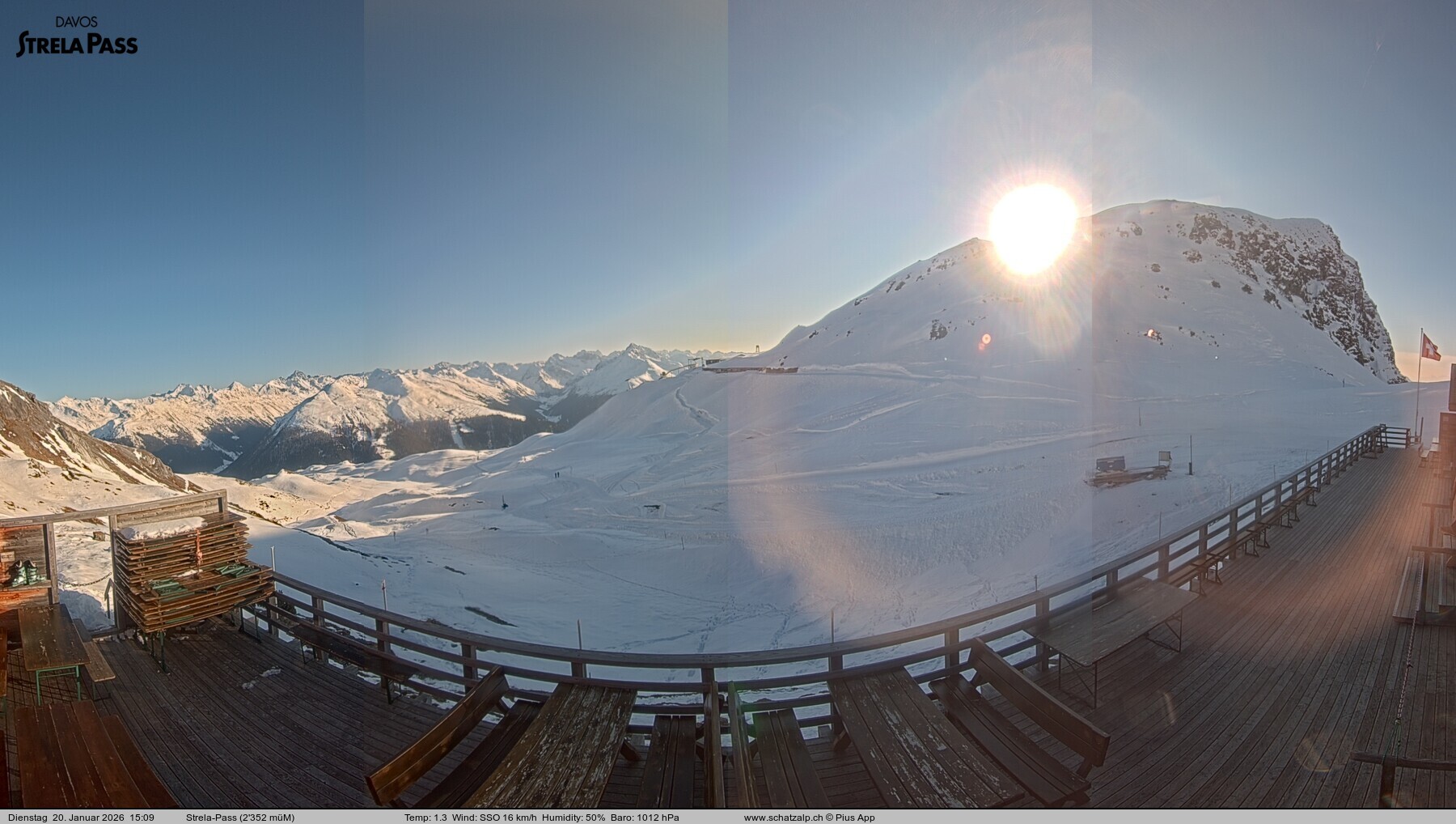 Archiv Foto Webcam Restaurant Strela Pass Schatzalp