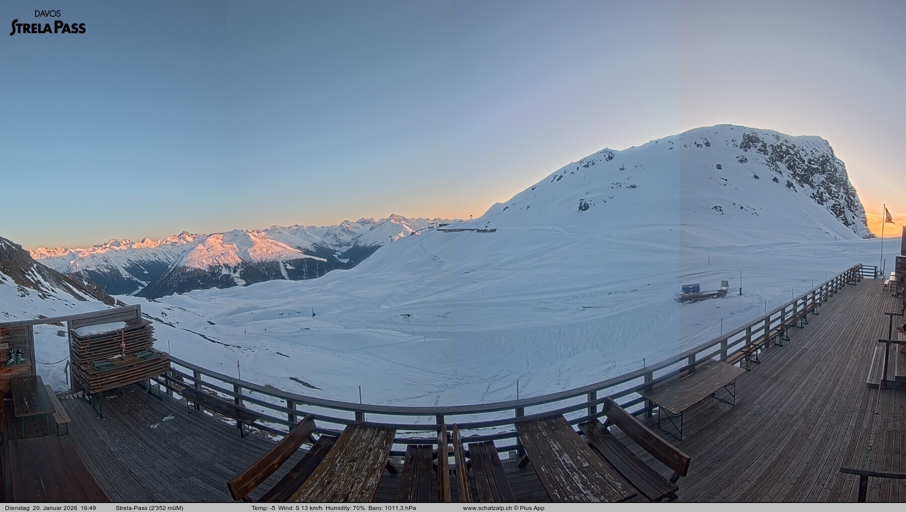 Archiv Foto Webcam Restaurant Strela Pass Schatzalp