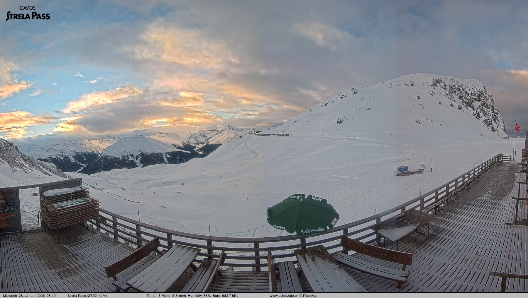 Archiv Foto Webcam Restaurant Strela Pass Schatzalp