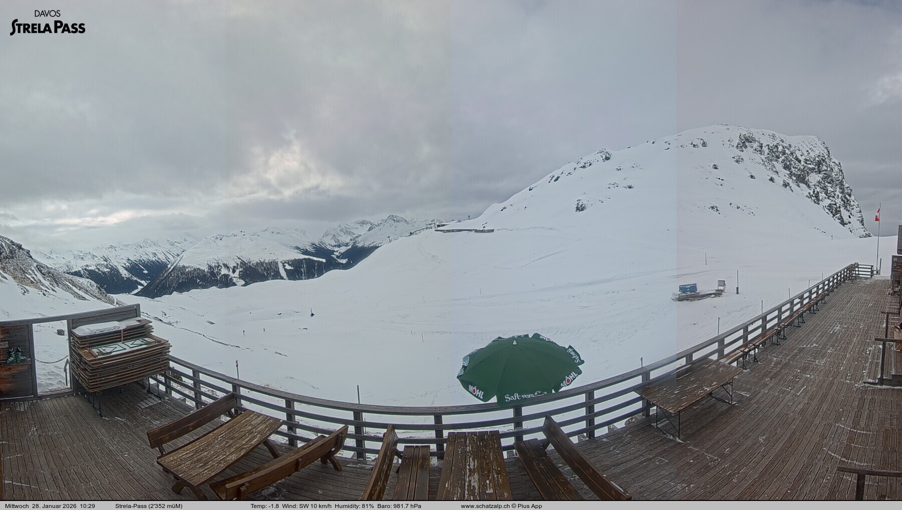 Archiv Foto Webcam Restaurant Strela Pass Schatzalp