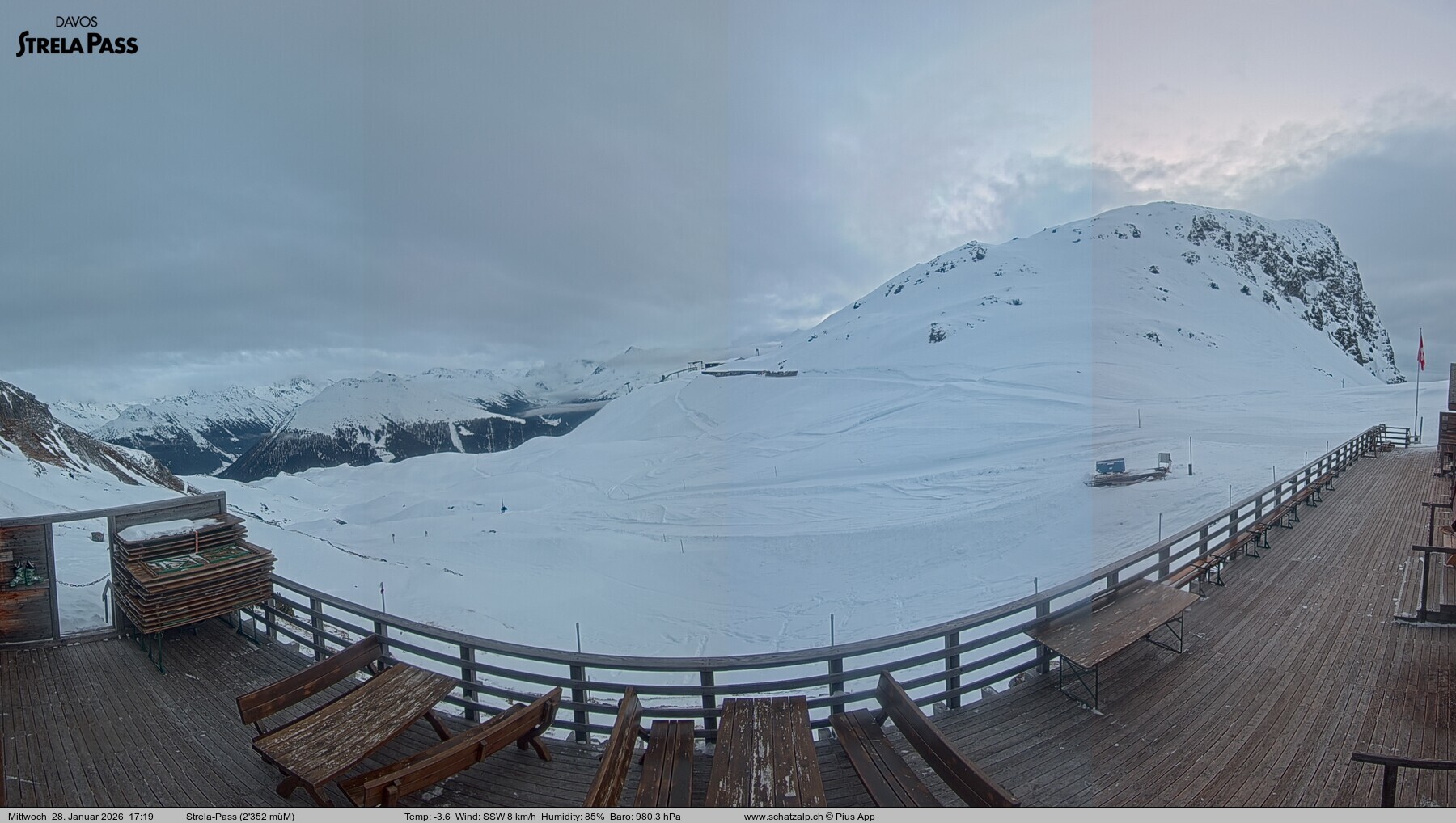 Archiv Foto Webcam Restaurant Strela Pass Schatzalp