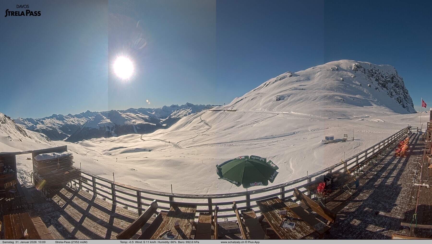 Archiv Foto Webcam Restaurant Strela Pass Schatzalp