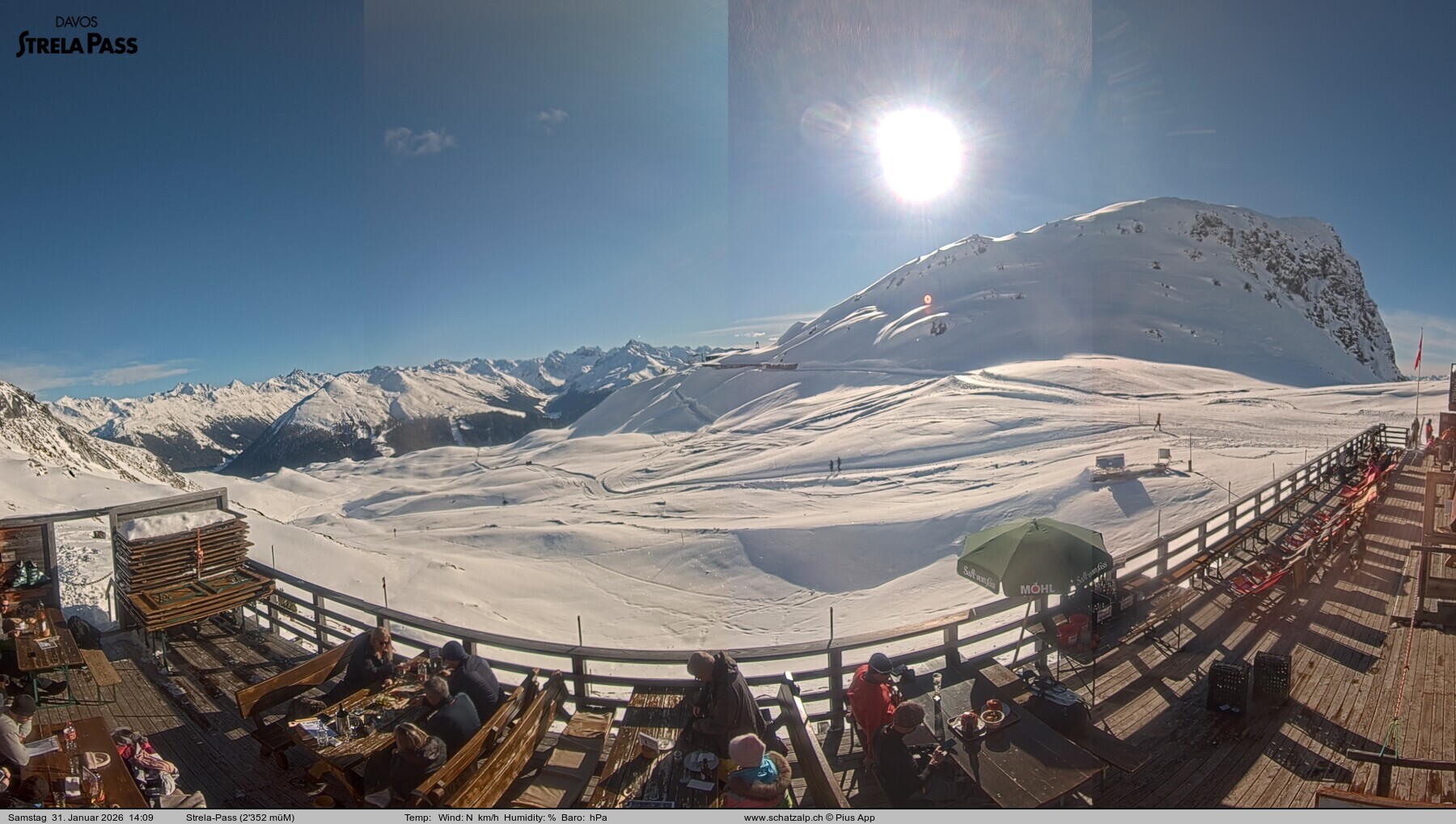 Archiv Foto Webcam Restaurant Strela Pass Schatzalp