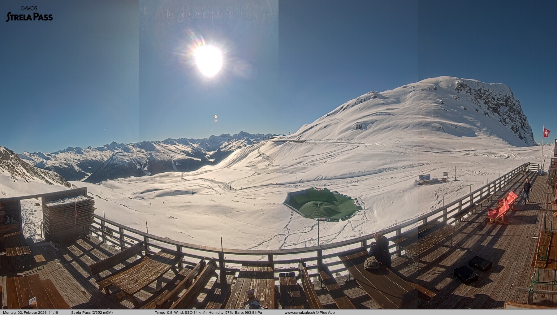 Archiv Foto Webcam Restaurant Strela Pass Schatzalp