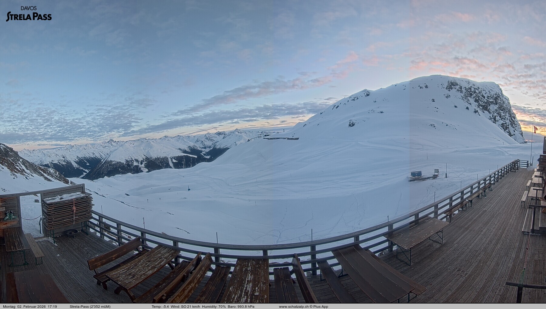 Archiv Foto Webcam Restaurant Strela Pass Schatzalp