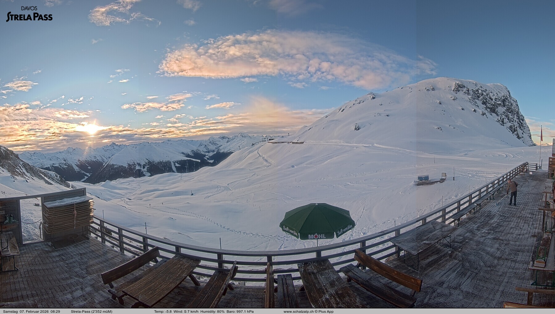 Archiv Foto Webcam Restaurant Strela Pass Schatzalp