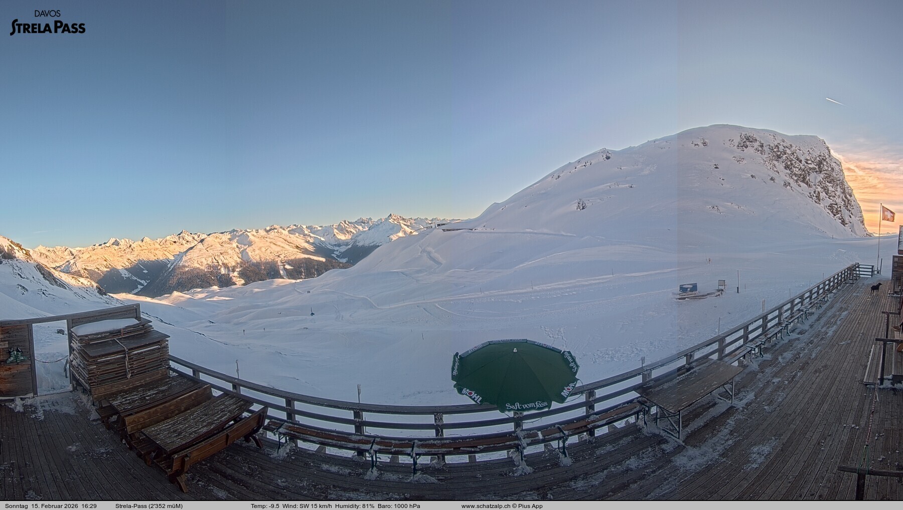 Archiv Foto Webcam Restaurant Strela Pass Schatzalp