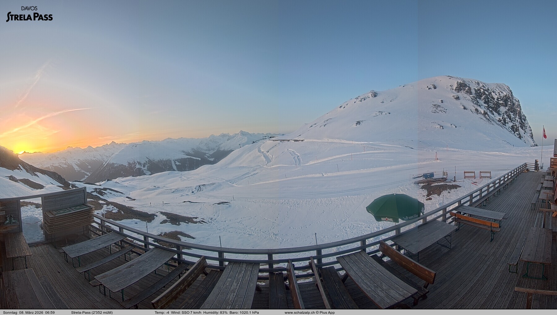 Archiv Foto Webcam Restaurant Strela Pass Schatzalp