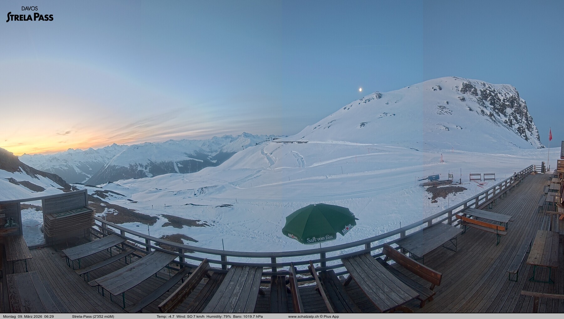 Archiv Foto Webcam Restaurant Strela Pass Schatzalp