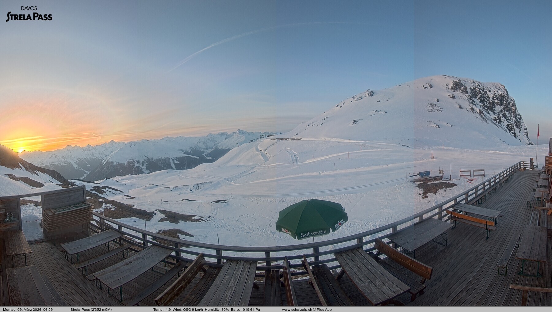 Archiv Foto Webcam Restaurant Strela Pass Schatzalp