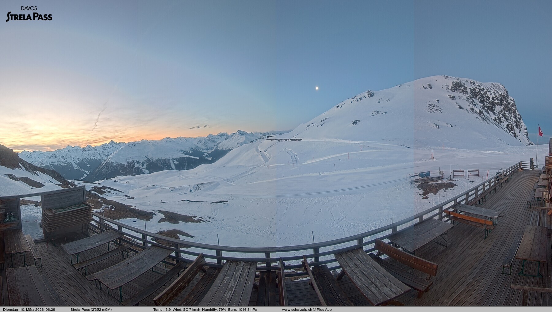 Archiv Foto Webcam Restaurant Strela Pass Schatzalp