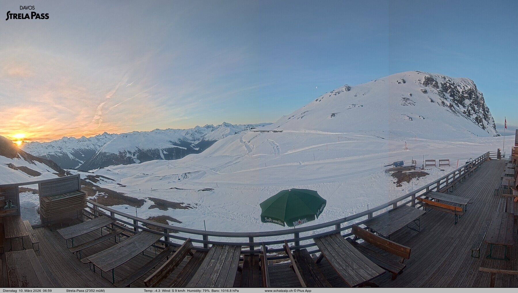 Archiv Foto Webcam Restaurant Strela Pass Schatzalp