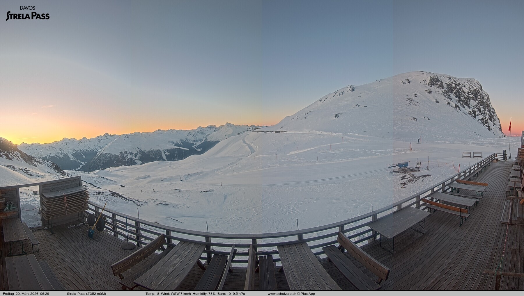 Archiv Foto Webcam Restaurant Strela Pass Schatzalp