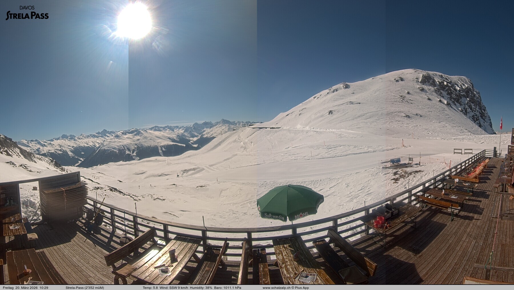 Archiv Foto Webcam Restaurant Strela Pass Schatzalp