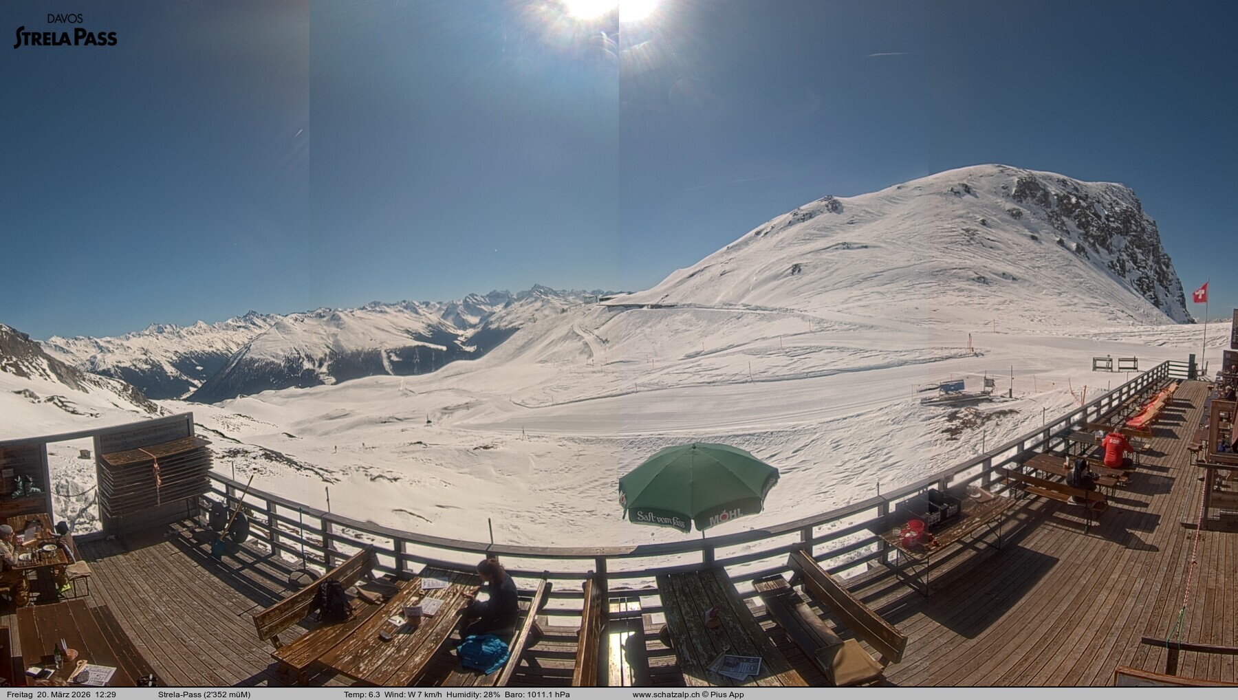 Archiv Foto Webcam Restaurant Strela Pass Schatzalp