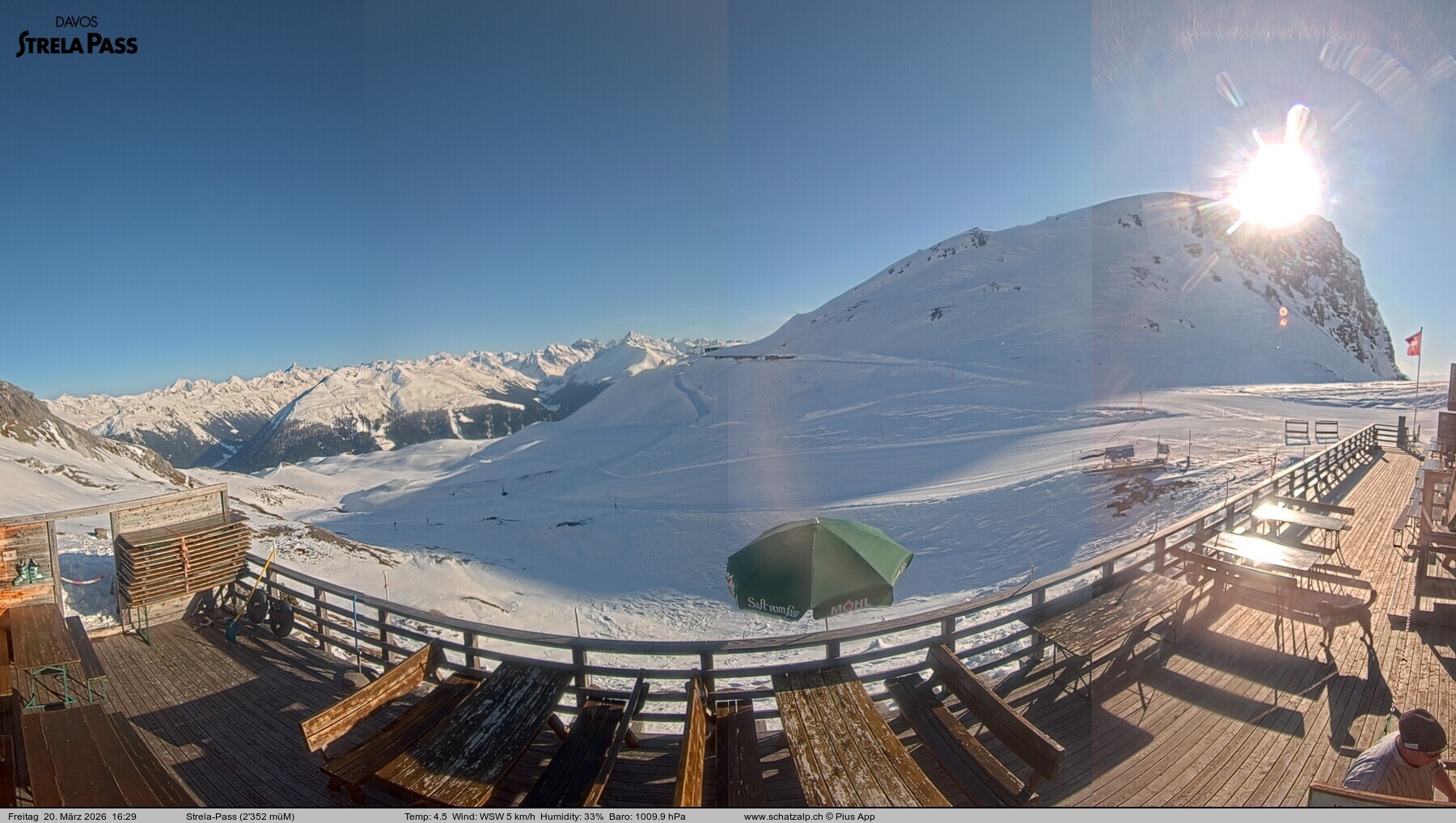 Archiv Foto Webcam Restaurant Strela Pass Schatzalp