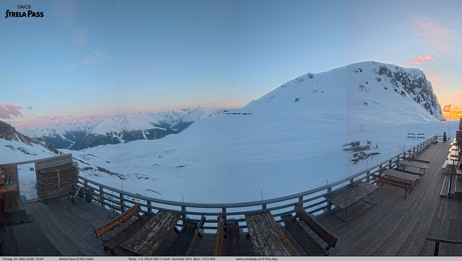 Archiv Foto Webcam Restaurant Strela Pass Schatzalp