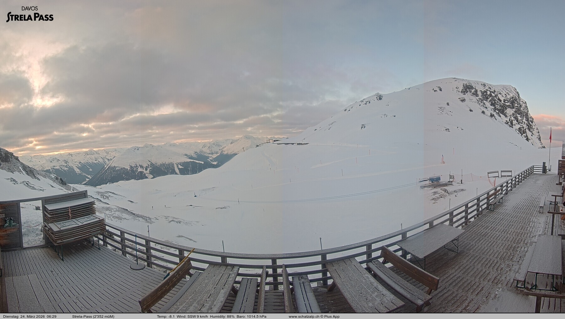 Archiv Foto Webcam Restaurant Strela Pass Schatzalp