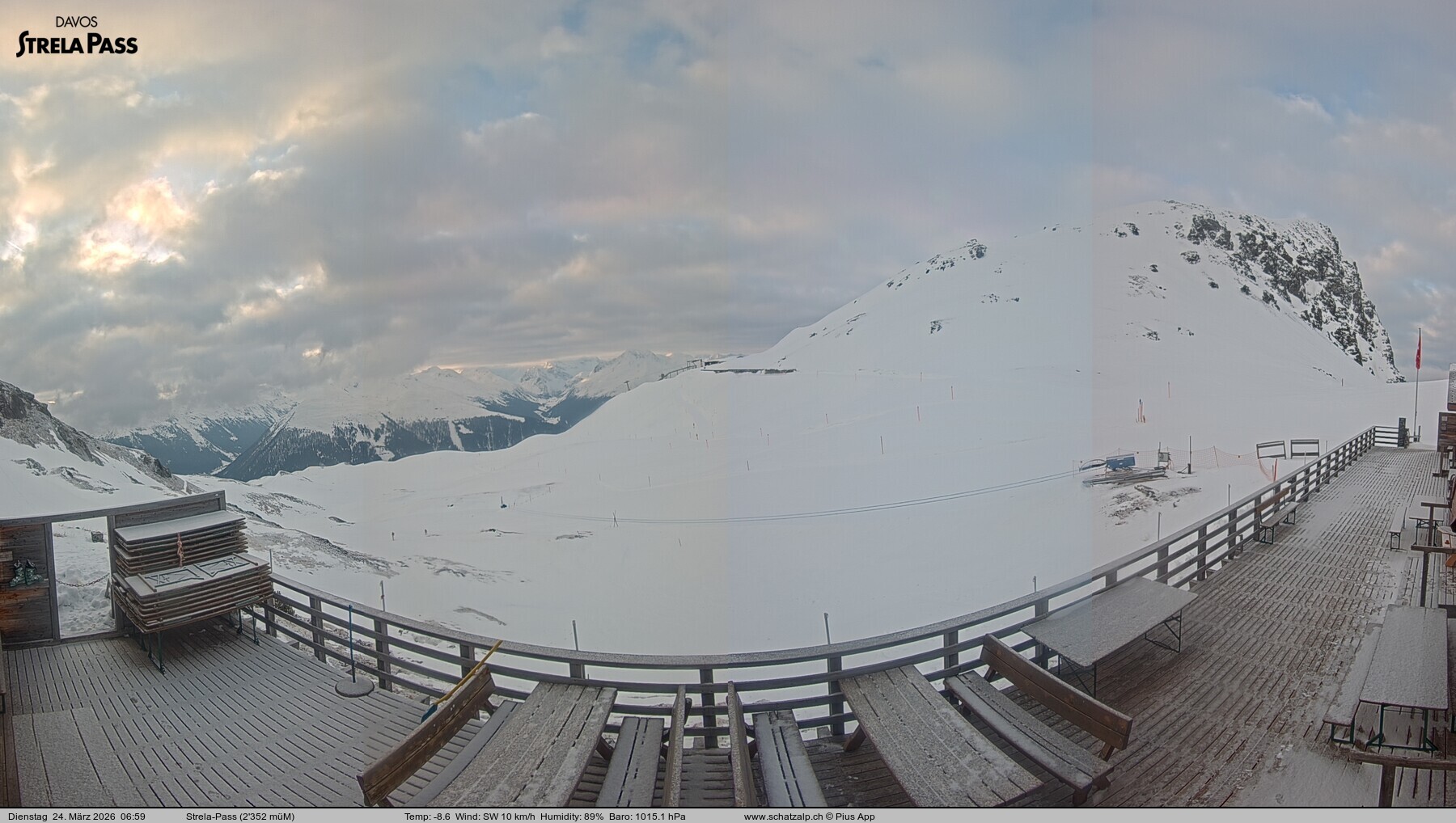 Archiv Foto Webcam Restaurant Strela Pass Schatzalp