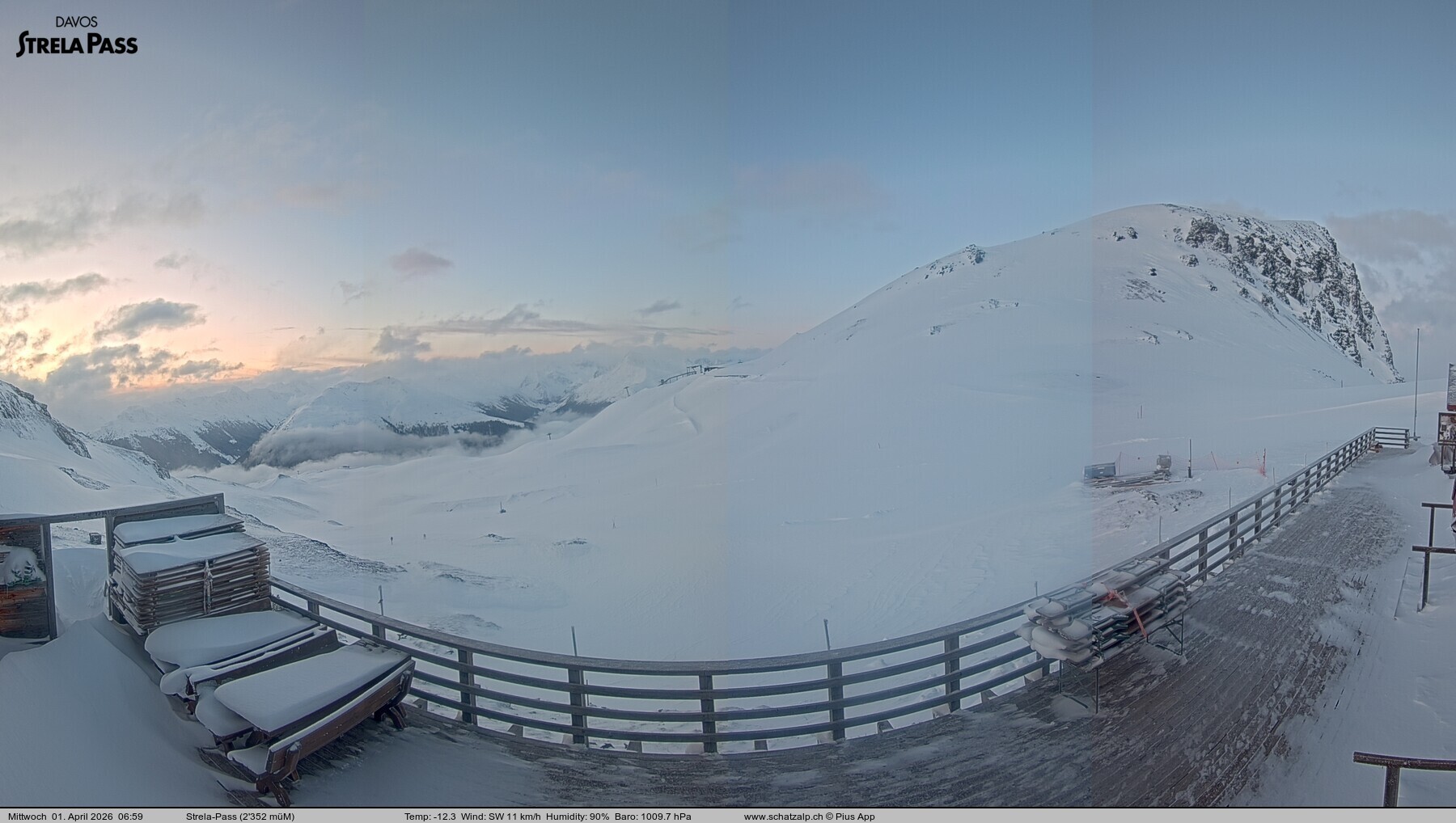 Archiv Foto Webcam Restaurant Strela Pass Schatzalp