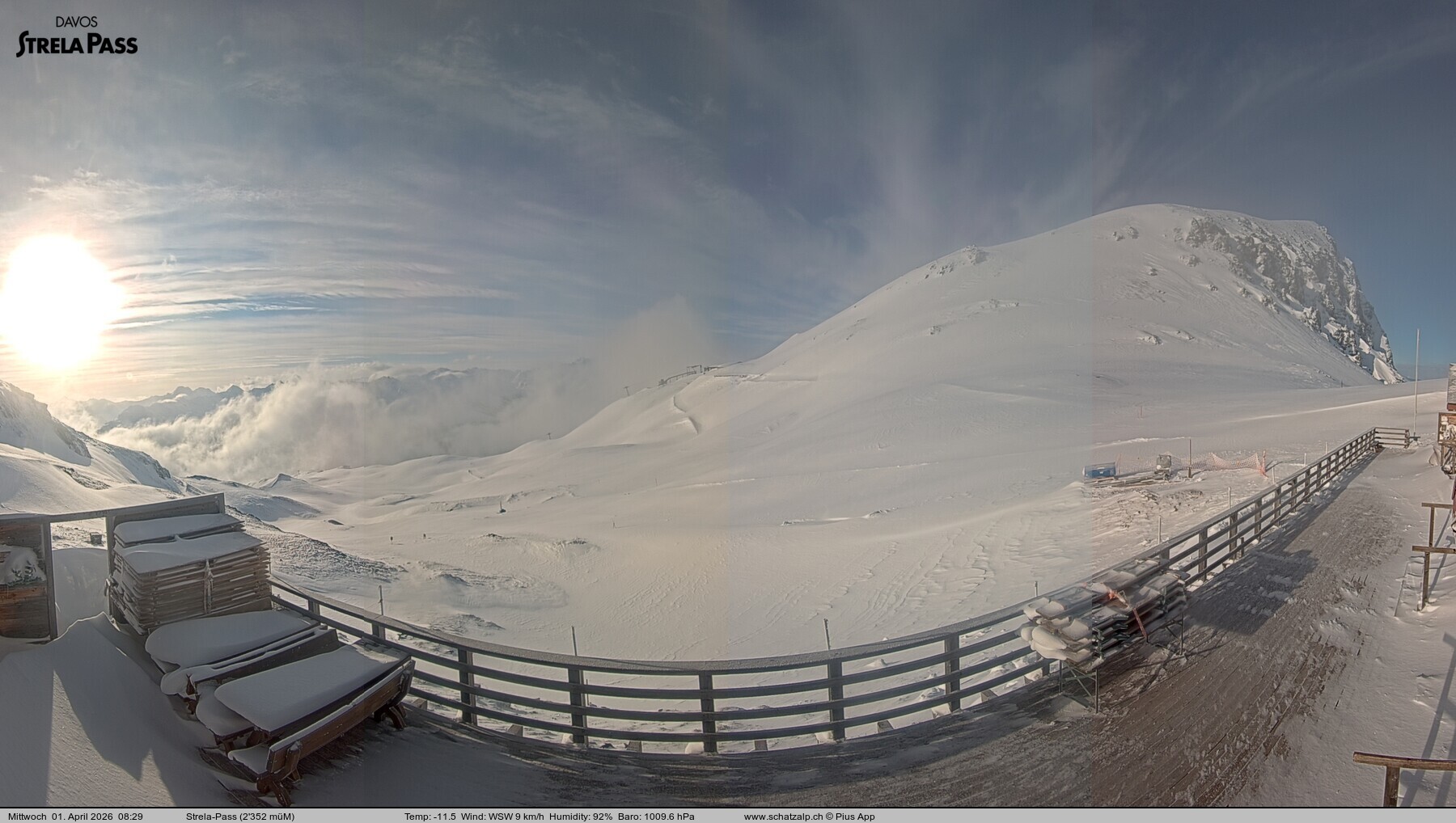 Archiv Foto Webcam Restaurant Strela Pass Schatzalp