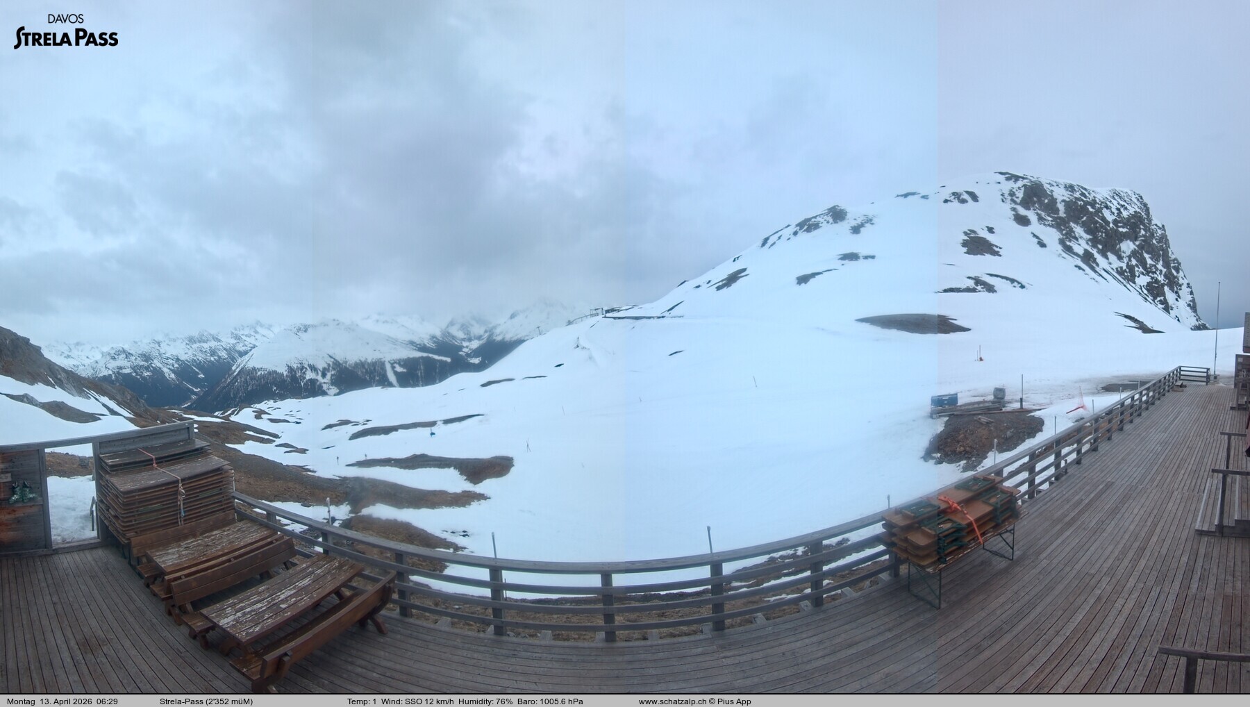 Archiv Foto Webcam Restaurant Strela Pass Schatzalp