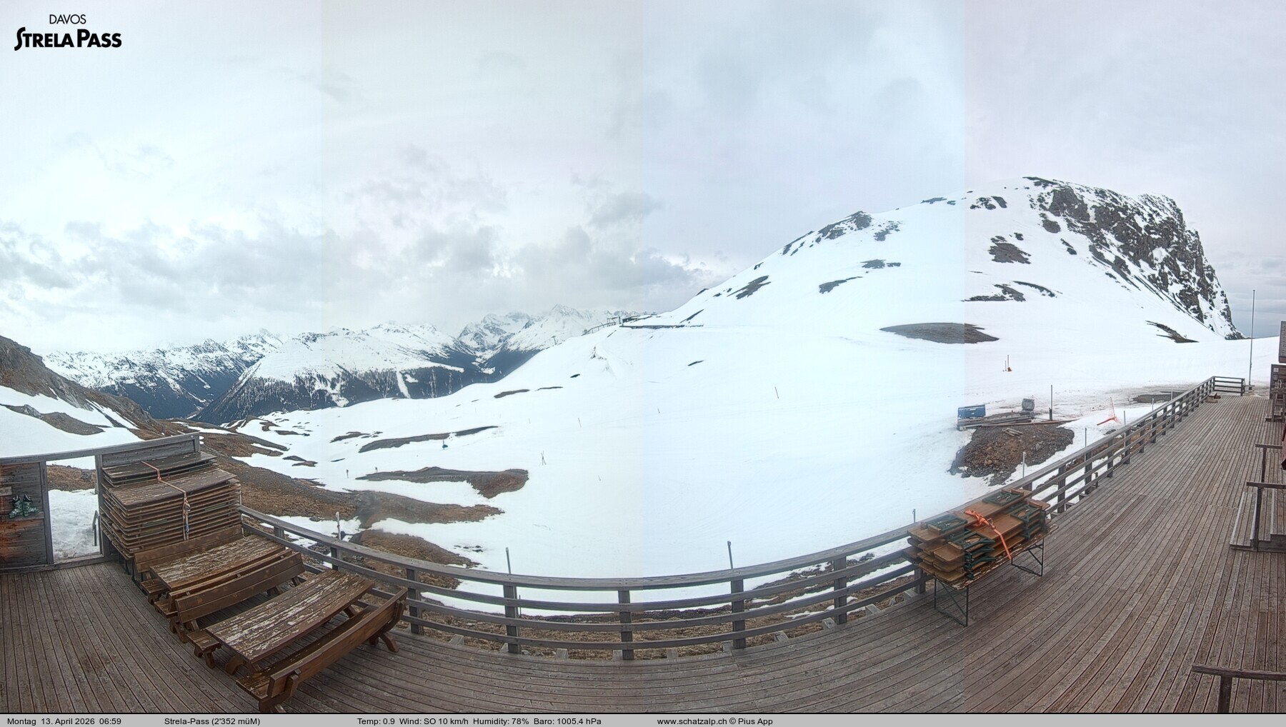 Archiv Foto Webcam Restaurant Strela Pass Schatzalp