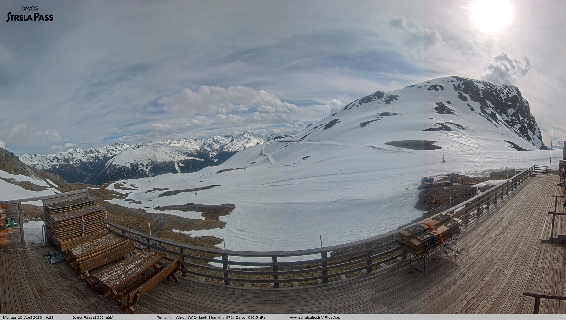 Archiv Foto Webcam Restaurant Strela Pass Schatzalp