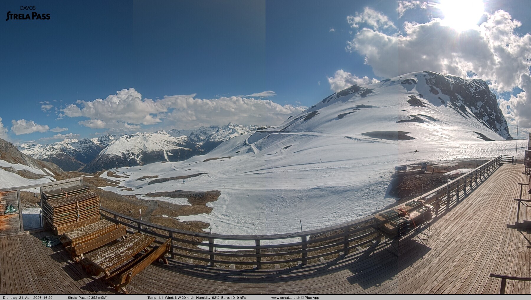 Archiv Foto Webcam Restaurant Strela Pass Schatzalp