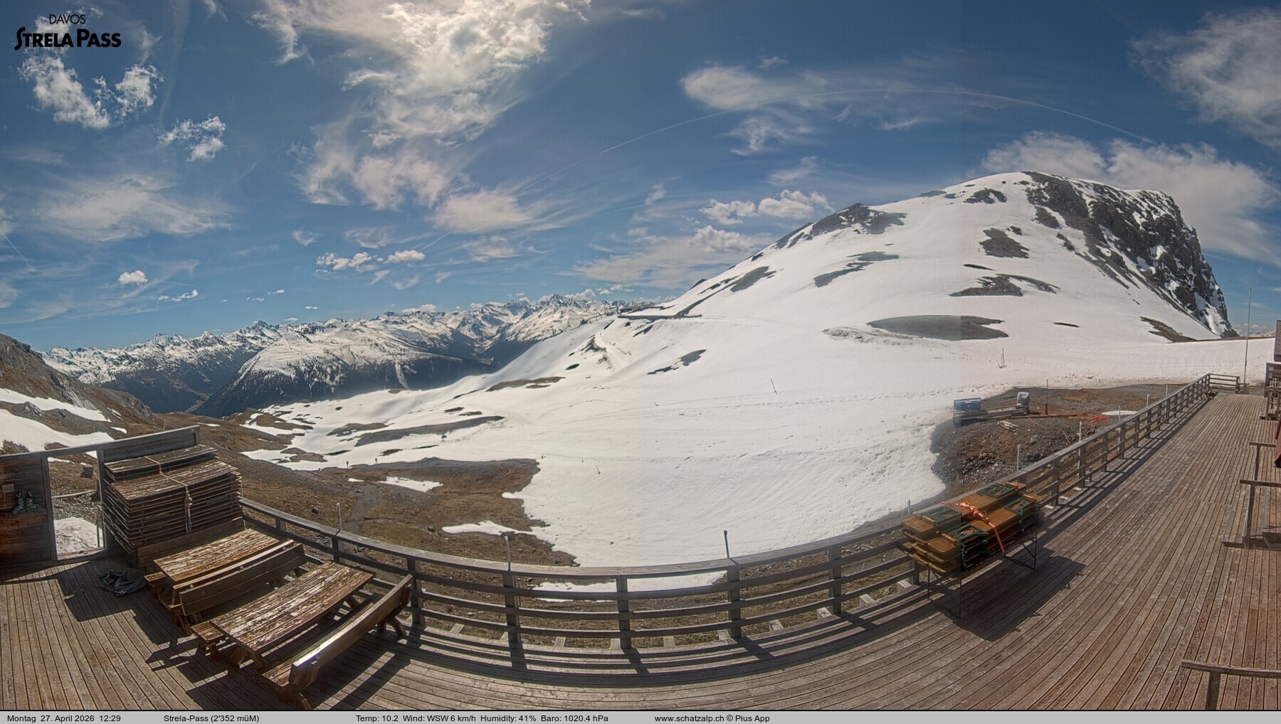 Archiv Foto Webcam Restaurant Strela Pass Schatzalp