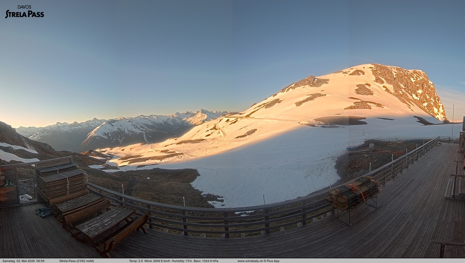 Archiv Foto Webcam Restaurant Strela Pass Schatzalp