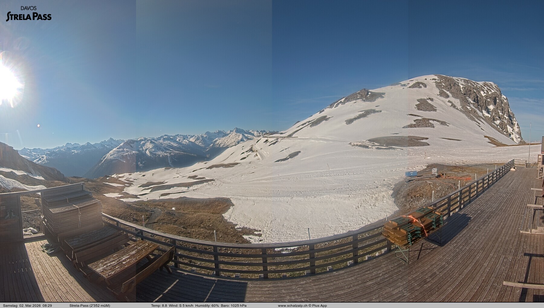 Archiv Foto Webcam Restaurant Strela Pass Schatzalp