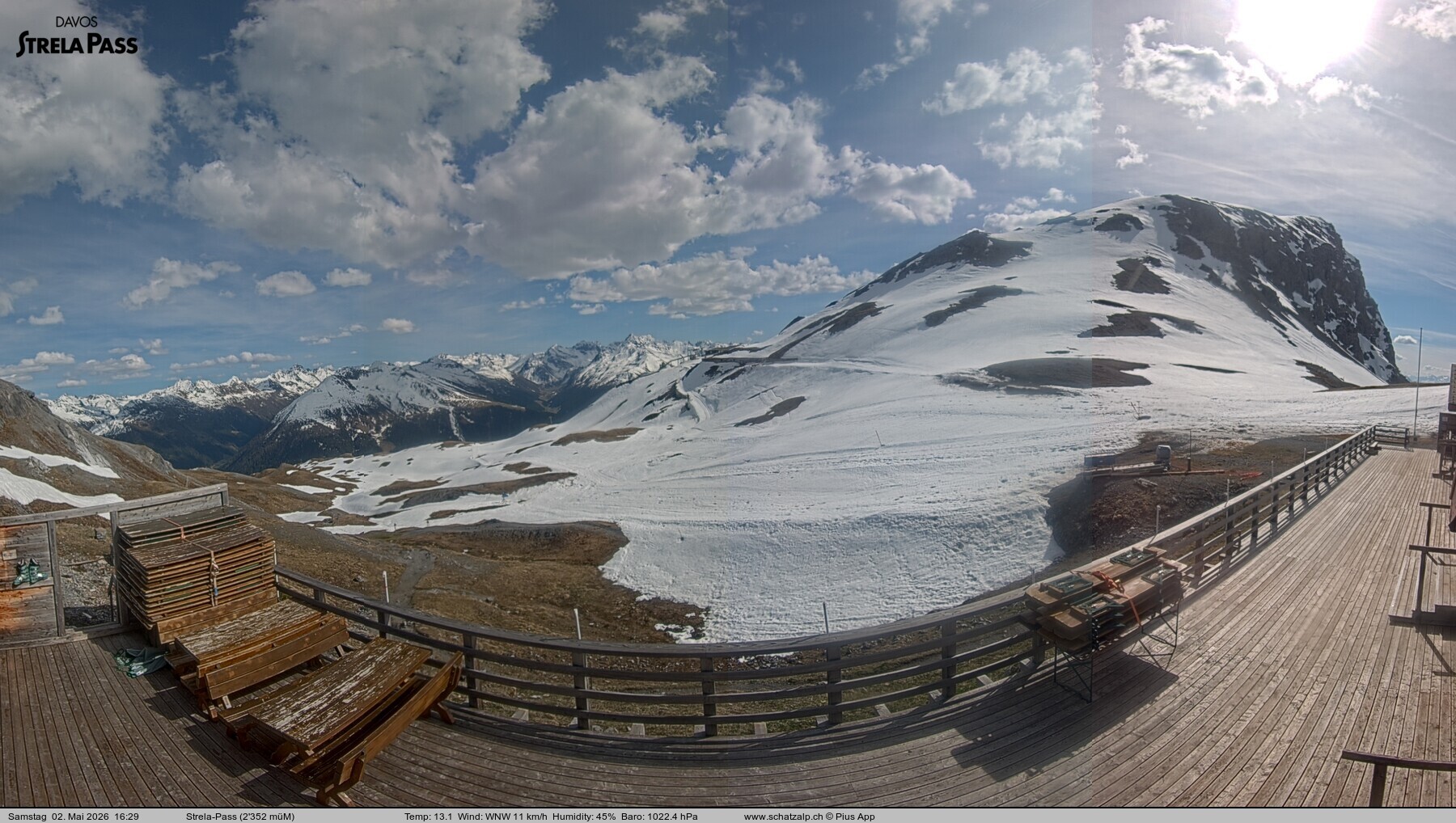 Archiv Foto Webcam Restaurant Strela Pass Schatzalp
