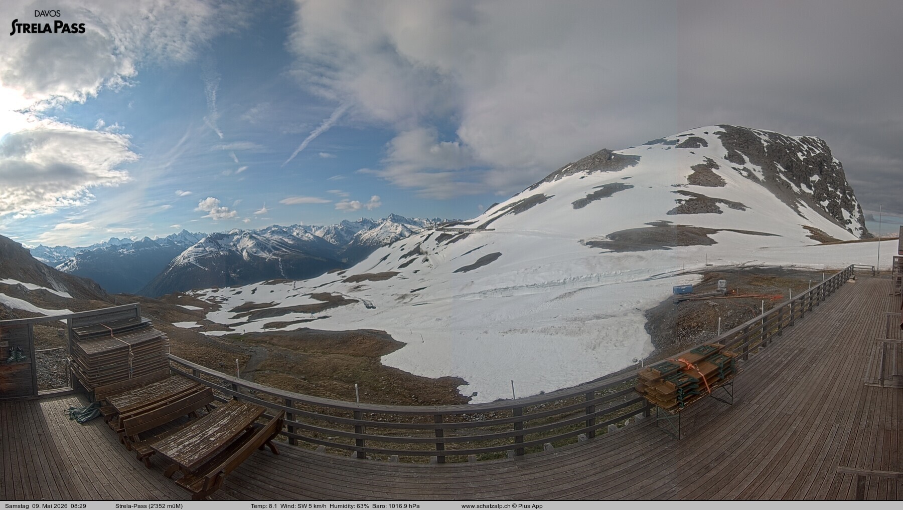 Archiv Foto Webcam Restaurant Strela Pass Schatzalp