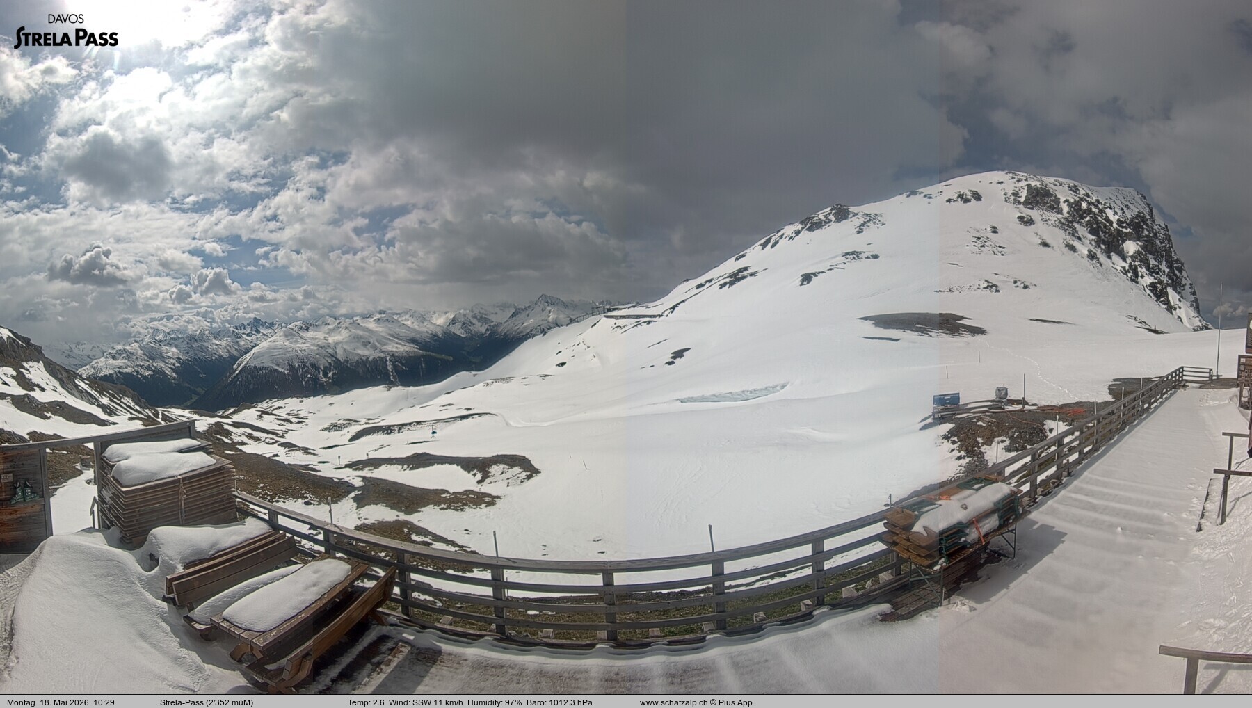Archiv Foto Webcam Restaurant Strela Pass Schatzalp
