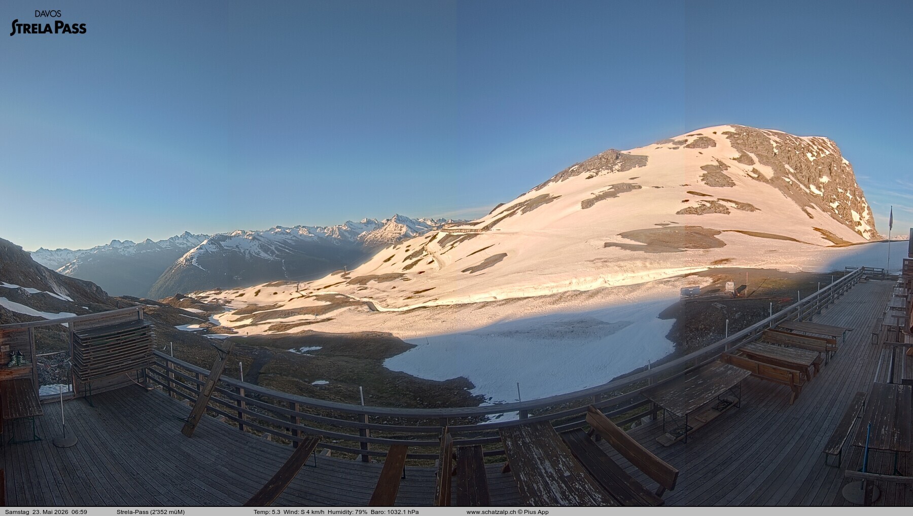Archiv Foto Webcam Restaurant Strela Pass Schatzalp