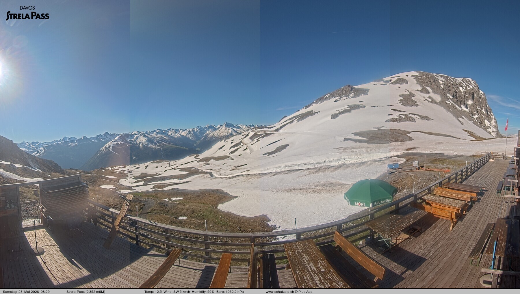Archiv Foto Webcam Restaurant Strela Pass Schatzalp
